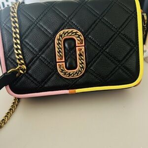 Marc Jacobs Black Quilted Crossbody with Gold Chain